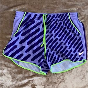 Purple and Green Nike Dri-Fit Shorts